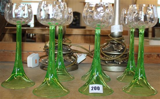 7 German or Austrian hock glasses